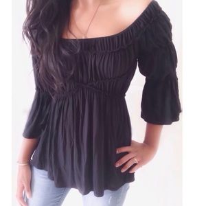 Max Studio Black Off The Shoulder Top Sz XS